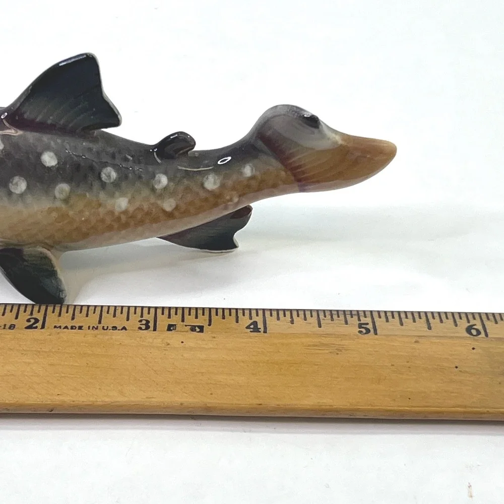 Vintage UCAGCO Fish Salt Pepper Shakers Brown Trout Yellow Perch Japan